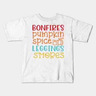 Bonfires Pumpkin Spice Leggings S'mores Halloween Fall Autumn Cute Kids T-Shirt